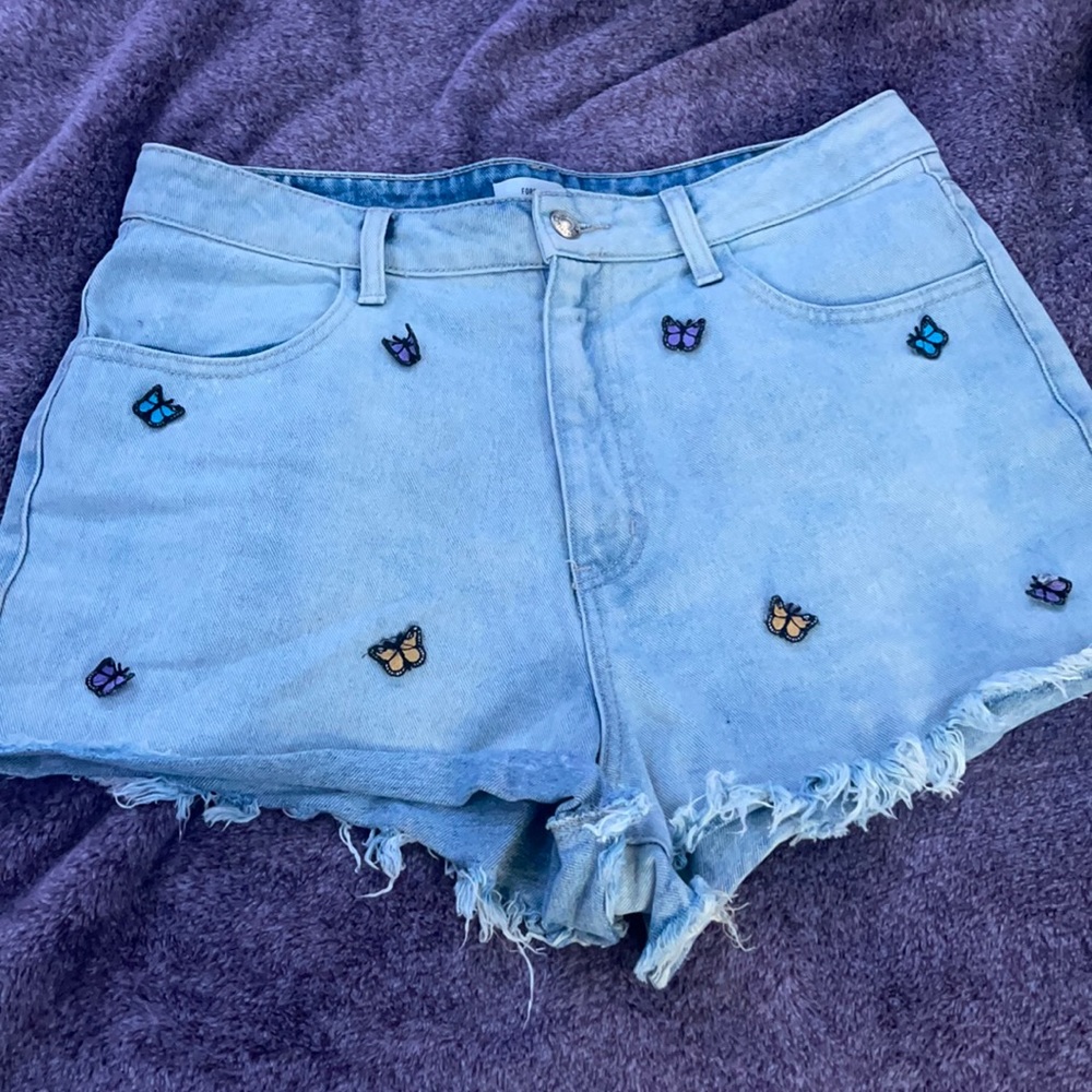Jean vintage shorts with butterflies